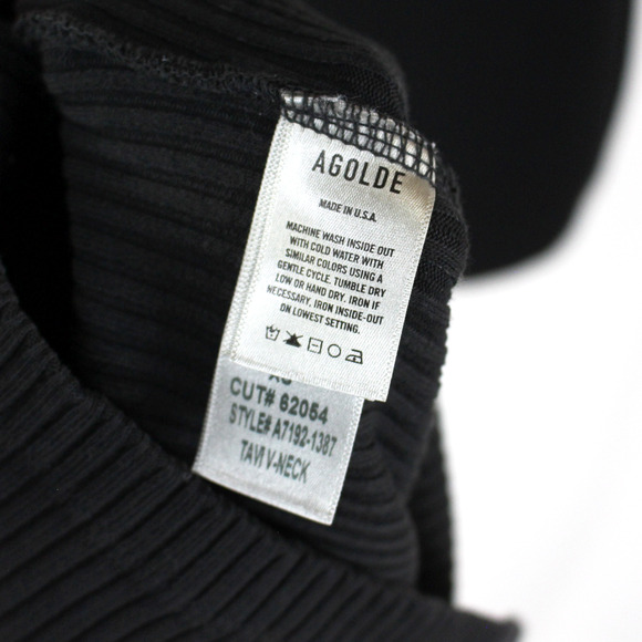 Agolde Tavi V-Neck Rib Top NEW Spider Gray Long Sleeve Pullover Ribbed Knit XS - Picture 8 of 8